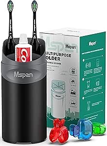 Mspan Electric Toothbrush Holder for Bathroom: Toothbrush Toothpaste Organizer Stand Counter Caddy Storage Bath Accessories Set Cool Stuff Matte Black