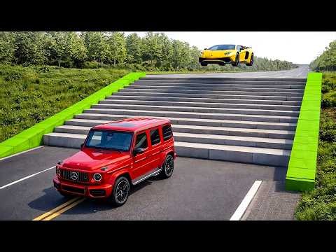 Cars vs Stairs Drive Challenge Ends in Total Destruction!