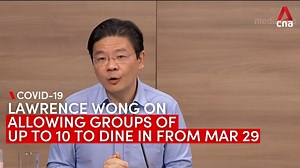 69K views · 1.1K reactions | Dining-in allowed for groups of 10 from Mar 29, and the restriction will be lifted for the sale and consumption of alcohol after 10.30pm at F&B outlets. Live performances will be allowed as well, announces Minister Lawrence Wong | CNA | Facebook