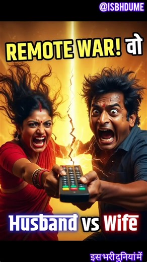 Remote Control War! Husband Vs Wife Epic Tug-of-War 😂 | #HusbandWifeComedy #FunnyCouple