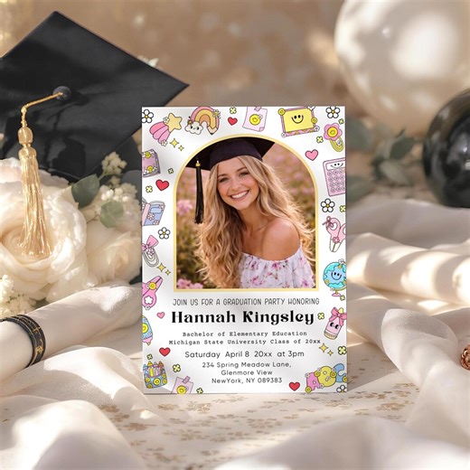 Editable Teacher Graduation Party Invitation Template, Girl Graduation Announcement Invite Printable - Etsy