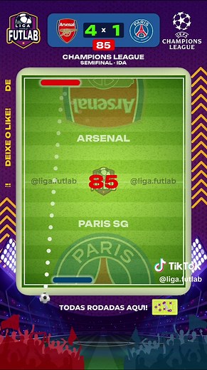 Arsenal x PSG UEFA Champions League – Semifinal Arsenal e PSG se enfrentam pela ida da semifinal da Champions League. #ChampionsLeague #futebol #CriadorPorEsporte