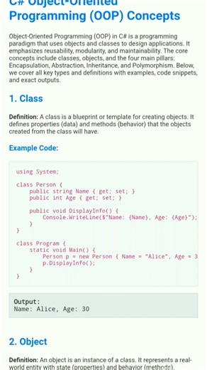 C# OOP Basics in 26 Seconds! 🚀 | What is OOP in C#? | Coding Short | Coding video