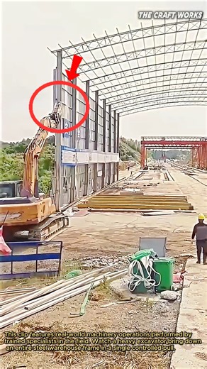 Massive Steel Frame Falls In Seconds #industrial #machinery #skills #demolition #construction