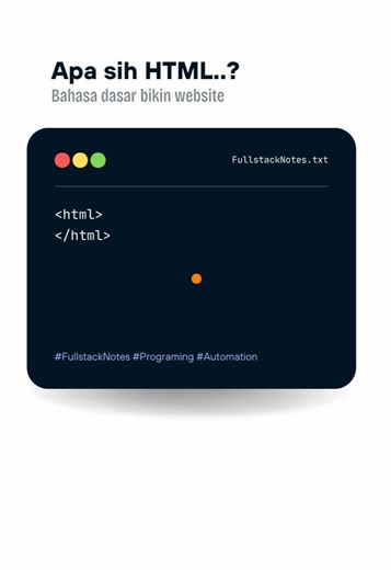 “Hello World” itu awal dari segalanya 😁 Mau belajar bikin website dari nol? 👉 Yuk ikuti FullstackNotes! #bintaro #programming #private #html #mulaiajadulu