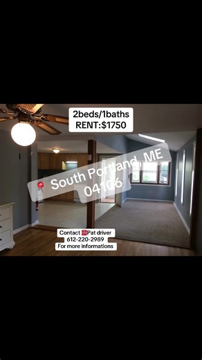 RENT:$1750/mo Pets friendly //Utilities included Text or call ☎️ Pat to apply : 1 612-220-2989 2beds/1bath 1,050 sqft/private entrance/Parking /maine south Portland 2-bedroom apartment. Ferry Village neighborhood. Open dining/kitchen/living space. 1 large bedroom & 1 smaller bedroom/workspace. In-unit washer/dryer. Seasonal water and downtown views. Private beach with public access across the street. Block away from Greenbelt bikeway. Short distance to Bug Light, SMCC and Willard Beach. Off-stre