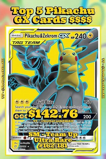 Top 5 RAREST & Most Expensive Pikachu GX Pokémon Cards EVER! ⚡💎 #pokemon #top5 #tcg #pokémon