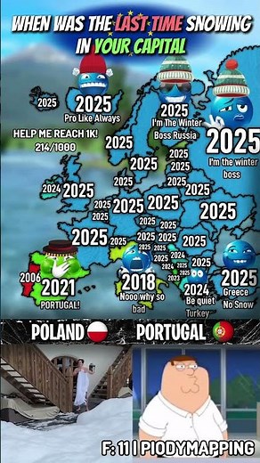 When Was The Last Time Snowing In Your Capital ❄️ ? #mapping #map #shorts #popular #fyp