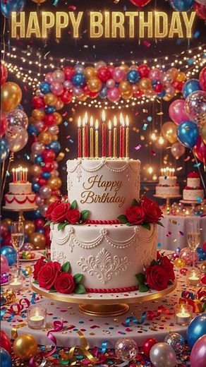 Beautiful Happy Birthday Wishes 🎂 Festive Cake, Balloons & birthday Celebration Video with fireworks
