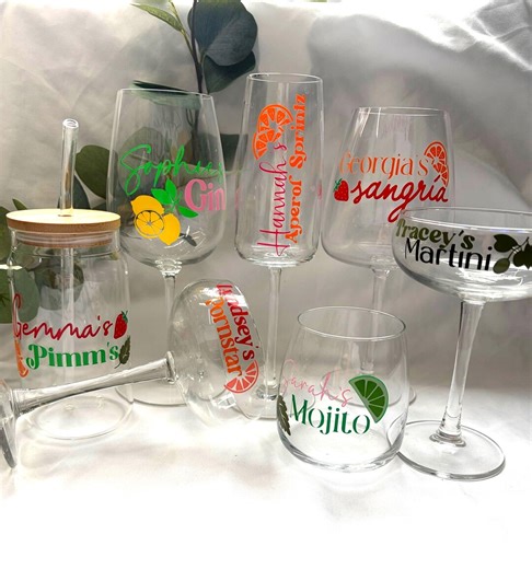Personalised Cocktail Glass | Custom Name Summer Cup | Choose Your Cocktail Design - Etsy