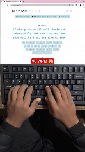 98 WPM 😱 Typing Speed on Monkey Type Website #fasttyping #typingtest #shorts #raushantypingmaster