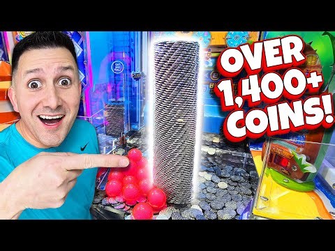 HUGE Coin Tower Over 1,400+ coins TALL!!