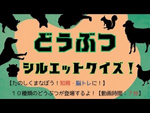 【知育】どうぶつシルエットクイズ【脳トレ】【動物】