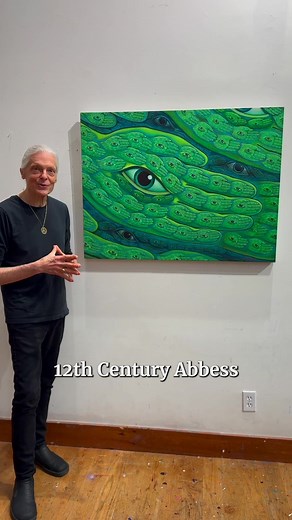 Green Hand, 2023, 40 x 30 in., acrylic on linen | Alex Grey
