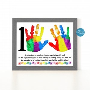 100 Days of School Activity Handprint Art for Kids, 100th Day Handprint Craft, DIY Kid Crafts, 100 Days Smarter Classroom Art Project - Etsy