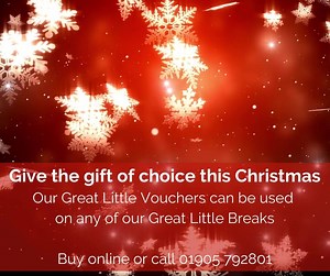 6 comments |  Give the gift of... something to look forward to!  Our gift vouchers make a lovely present to give your special someone this Christmas - a chance to get away from it all! Vouchers start from £10 and can be redeemed against any of our Great Little Break deals. Buy online here: https://bit.ly/3lAqJRs Or call 01905 792801 #christmastime #christmaspresent #christmasgift #makeitgreat #ukshortbreak | Great Little Breaks | Facebook