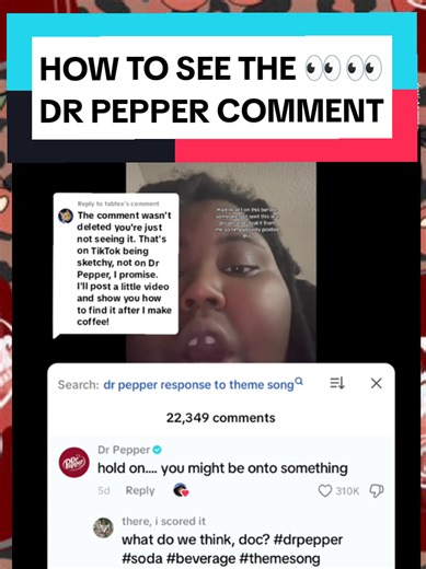 Dr Pepper did NOT delete the comment on Romeo's insanely viral jingle post. The real question though is why is TikTok hiding it...? @Romeo @Dr Pepper @TikTok @there, i scored it #drpepper #viralvideo #contentcreator #algorithm #drpepperjingle