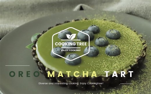 【Cooking tree】无需烤箱的奥利奥抹茶蛋塔~No-Bake Oreo matcha(green tea) tart Recipe *Cooking A