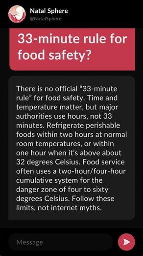 What is the 33-minute rule for food safety?