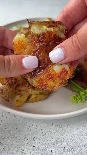 31K views · 371 reactions | Crispy Garlic Parm Smashed Potatoes....
