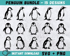 Penguin SVG Clipart Bundle: Hand Drawn Designs (instant Download) - Etsy