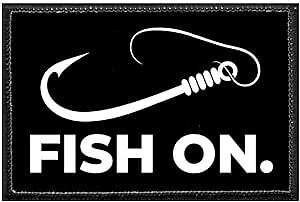 Fish On. | Hook and Loop Attach for Hats, Jeans, Vest, Coat | 2x3 in | by Pull Patch