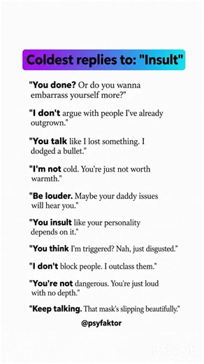 10 Savage Comebacks That Instantly Shut People Down 😳❄️ #psychology