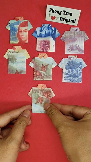 camisa origami de billete #origami #phongtranorigami #hottrend2026 #pesosorigami #mexicanorigami
