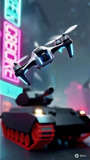 Night War! 🌃 RC Tank vs Drone in a Neon City Battle! 💥🚁