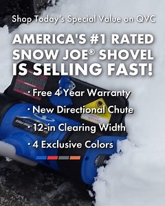📣 SHOP TODAY’S SPECIAL VALUE ON QVC 📣 AMERICA'S #1 RATED SNOW JOE® SHOVEL IS SELLING FAST! GET YOURS NOW Deal Price: $164.99 ✅ Free battery and charger ✅ Free 4-Year Warranty ✅ 4 Exclusive colors ✅ 12-inch clearing width ✅ New Directional Chute ORDER NOW 👉 https://www.qvc.com/Ships-13-Snow-Joe-24V-Cordless-12"-Snow-Thrower-w-Direction-Throw.product.V56328.html?sc=TSV&TZ=EST | Snow Joe Sun Joe