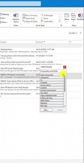 Microsoft Outlook Field Chooser