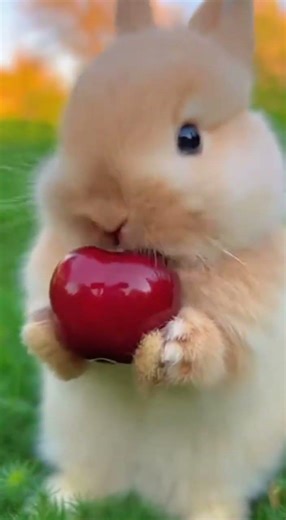 So Cute Rabbit Eating Fresh Cherry 🥰 #viral #cute