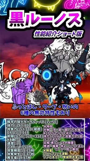 【No.011】黒ルーノス 晦月の騎士ダークルーノス 性能紹介 ショート版 【にゃんこ大戦争】