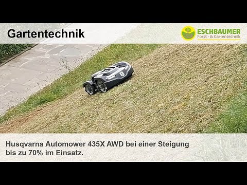 Husqvarna Automower 435X AWD in operation on a slope of up to 70%