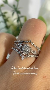 ngaged. Married. One enchanted year later. A fairy’s love story in three rings 💍💫💕 #engagementring #weddingband #weddingbands #fairycore #fantasyinspired #stackingband #stackingrings #stackingring | Azura Jewelry