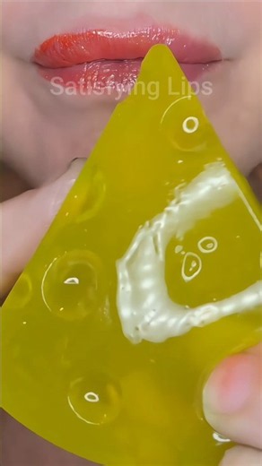 ASMR Satisfying Eating Jelly Cheese #asmr #emojichallenge #satisfyinglips