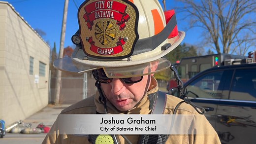 Howard St. warehouse fire in Batavia on Saturday morning. City officials Rachael Tabelski, City Manager and City of Batavia Fire Chief Joshua Graham are interviewed about this mornings massive fire. Video by: Mark Gutman/Daily News | Batavia Daily News
