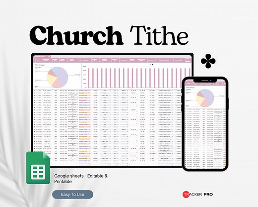 Church Tithe Tracker Google Sheets, Tithes and Offerings Template, Church Spreadsheet, Church Tithing, Excel Spreadsheet, Church Template - Etsy