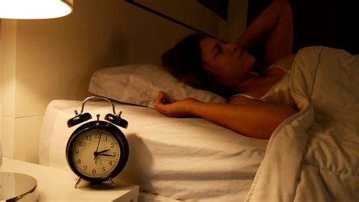 Clock with sleep at night. woman can not sleep | Premium Stock Video Footage