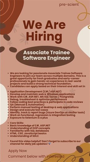 Associate Trainee Software Engineer Job | Freshers Eligible | Pune Jobs 2026#shorts #job #itjobs