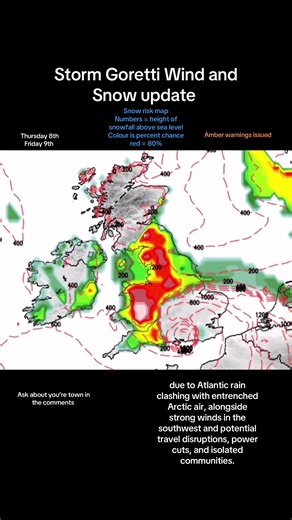 Latest uk storm goretti update with heavy snow and strong winds likely to cause disruption Thursday night into Friday #snow #uksnow #weather #storm #stormgoretti