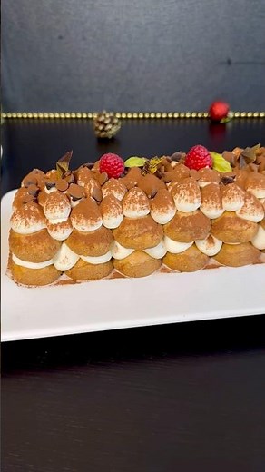 Express Yule Log! Tiramisu! Christmas Dessert! #christmas #yulelog #noel #shorts