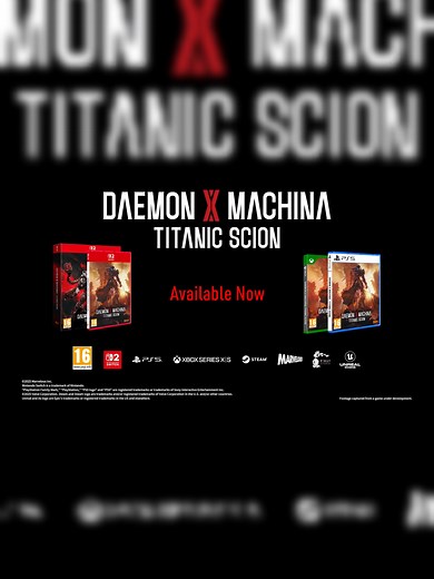 🤖 Daemon X Machina: Titanic Scion już w sprzedaży! 🚀 Wydanie pudełkowe w standardowej edycji dostępne na PS5, Xbox Series X i Nintendo Switch 2. ✨ Edycja limitowana (ze ścieżką dźwiękową, artbookiem, brelokami, naszywkami i figurką) dostępna wyłącznie na Nintendo Switch 2. Dołącz do Reclaimers i staw czoła tytanicznym przeciwnikom w najbardziej widowiskowej odsłonie serii! #daemonxmachina #daemonxmachinatitanicscions #NSW #PS5 #XSX #Cenega