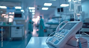 Handheld diagnostic devices for quick assessments, medical office softly blurred