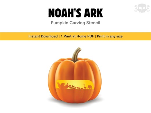 NOAH'S ARK Pumpkin Carving Stencil, Christian Themed Pumpkin Carving Template Patterns Ideas | Noah's Ark Boat Pumpkin Jack O Lantern - Etsy