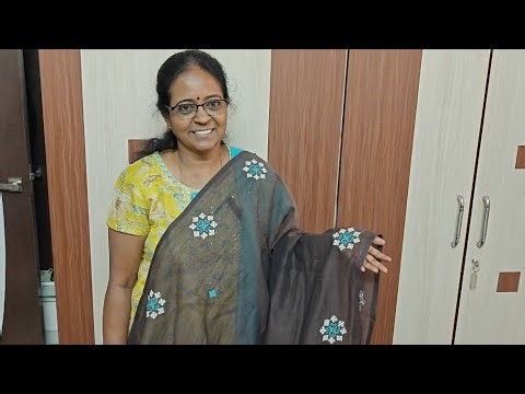 Beautiful kutch work saree with detailed tutorial