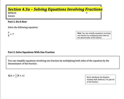 Solve Equations Involving Fractions Part 1
