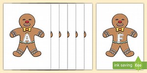 A-Z Alphabet on Gingerbread Man