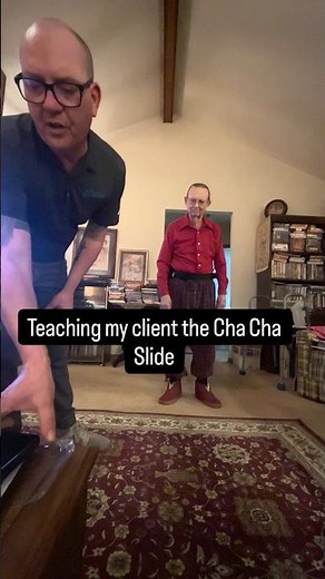 Teaching my senior client the Cha Cha Slide #callbeforemomfalls #dance #funny #chachaslide
