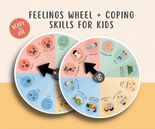 Feelings Wheel With Coping Skills Activity for Kids, Calming Corner Strategies, Calm Down Grounding Techniques Toddler Mental Health - Etsy
